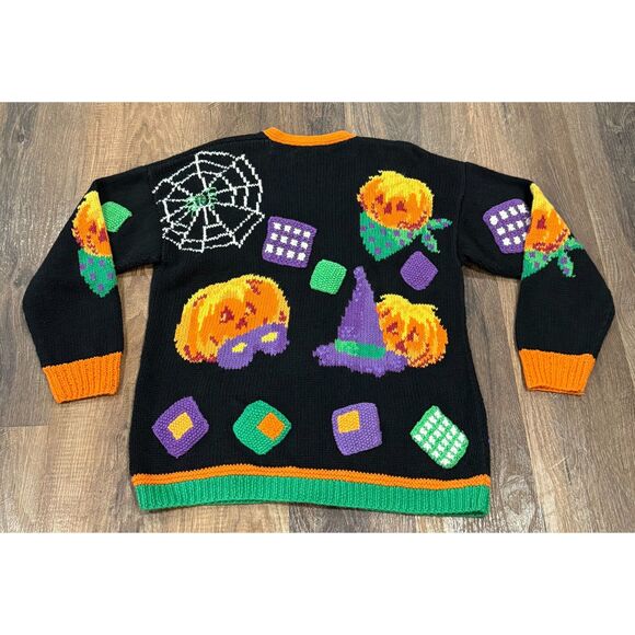 Halloween Themed Black and Orange Cardigan - Picture 4 of 4